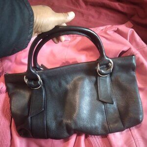 Express design studio bag satchel leather handbag gift geunuine black zipper